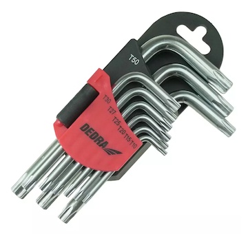 Dedra 06F220 Klíče Torx krátké T10-T50, sada 9 ks, CRV