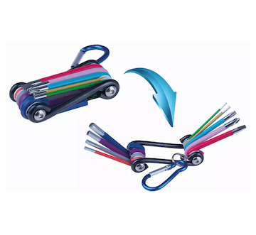 Dedra 06F243 Cyklistická multifunkční sada 9ks, CRV, barva, karabina