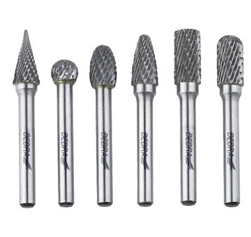 Dedra 07F502 Stopkové frézy na kov 6 ks sada, stopka 6 mm, karbid wolframu