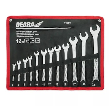 Dedra 1405S Klíč očkoplochý CrV, sada 12ks 6-14,17,19,22mm, toulec