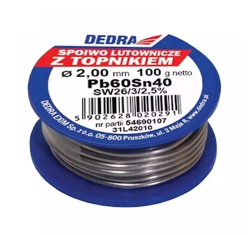 Dedra 31L42010 PÁJKA s tavidlem, 2.0mm, 100g, 40%SN, Pb60Sn40