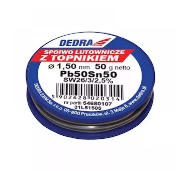 Dedra 31L51505 PÁJKA s tavidlem, 1,5mm, 50g, 50%SN, Pb50Sn50