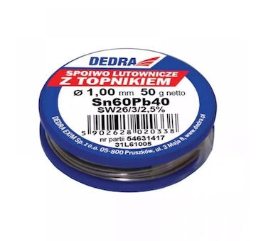 Dedra 31L61005 PÁJKA s tavidlem, 1.0mm, 50g, 60%SN, Pb40Sn61