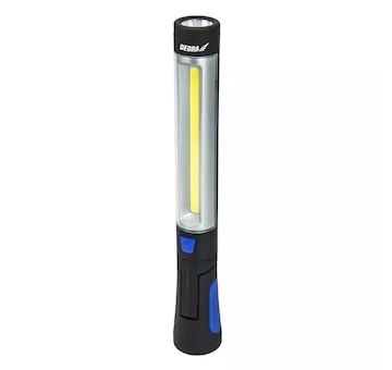 Dedra L1023 Nabíjecí svítilna 3 W COB LED + 3 W LED, USB adaptér na 230 V a 12 V