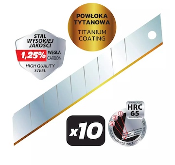 Dedra M9043 Přesná lomená ostří s titanovou vrstvou 18 mm 10 ks