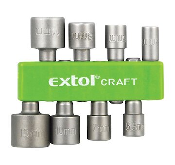 EXTOL CRAFT 10213 hlavice nástrčné do vrtačky, sada 8ks, 5-13mm