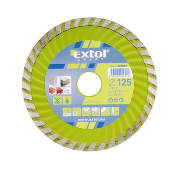 EXTOL CRAFT 108851 kotouč diamantový řezný, turbo - suché i mokré řezání, O 115x22,2x2mm