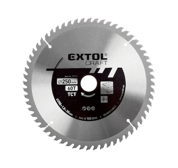 EXTOL CRAFT 19113 kotouč pilový s SK plátky, O 250x2,8x30mm, 60T