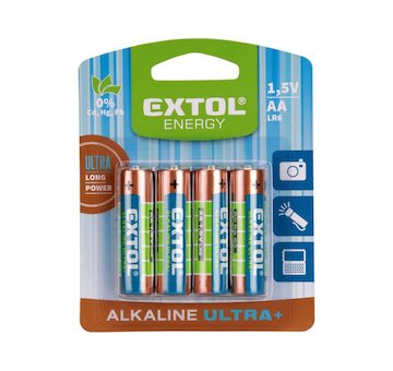 EXTOL ENERGY 42011 baterie alkalické, 4ks, 1,5V AA (LR6)