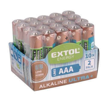 EXTOL ENERGY 42012 baterie alkalické, 20ks, 1,5V AAA (LR03)