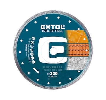 EXTOL INDUSTRIAL 8703045 kotouč diamantový řezný, turbo Thin Cut, suché i mokré řezání, O 230x22,2x2mm