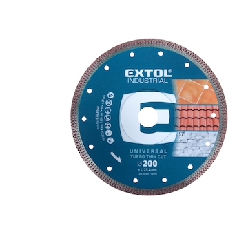 EXTOL INDUSTRIAL 8703046 kotouč diamantový řezný, turbo Thin Cut, suché i mokré řezání, O 200x25,4x2mm