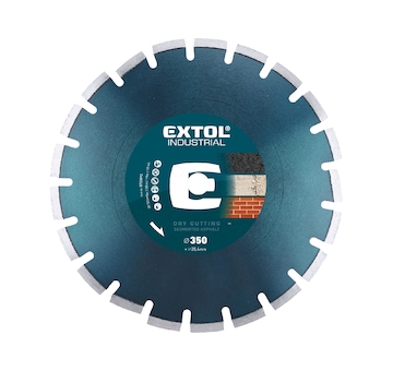 EXTOL INDUSTRIAL 8703092 kotouč diamantový řezný segmentový na ASFALT, suché řezání, O 350x25,4x3,2mm