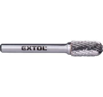 EXTOL INDUSTRIAL 8703724 fréza karbidová, válcová s kulovým čelem, pr.10x20mm/stopka 6mm,sek střední (double-cut)