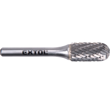 EXTOL INDUSTRIAL 8703725 fréza karbidová, válcová s kulovým čelem, pr.12x25mm/stopka 6mm,sek střední (double-cut)