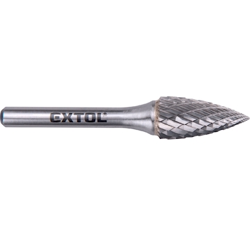 EXTOL INDUSTRIAL 8703765 fréza karbidová, ostrý oblouk, pr.12x25mm/stopka 6mm,sek střední (double-cut)