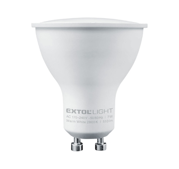 EXTOL LIGHT 43033 žárovka LED reflektorová, 510lm, 7W, GU10, teplá bílá