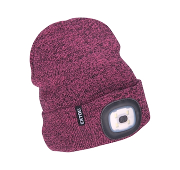 EXTOL LIGHT 43461 čepice s čelovkou 4x45lm, USB nabíjení, fialová/černá, univerzální velikost