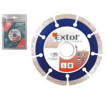 EXTOL PREMIUM 108711 kotouč diamantový řezný segmentový - suché řezání, O 115x22,2x2mm