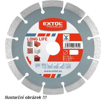 EXTOL PREMIUM 108911 kotouč diamantový řezný, segmentový Long Life - suché řezání, 115x22,2x2mm