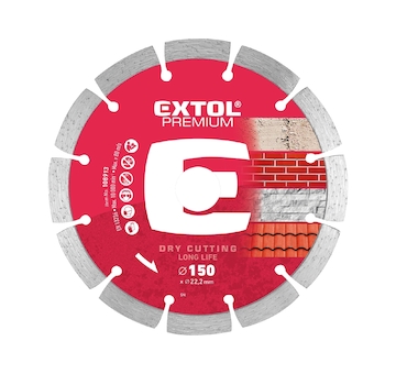 EXTOL PREMIUM 108913 kotouč diamantový řezný, segmentový Long Life - suché řezání, 150x22,2x2,3mm