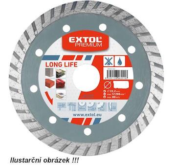 EXTOL PREMIUM 108951 kotouč diamantový řezný, turbo Long Life - suché i mokré řezání, 115x22,2x2,3mm