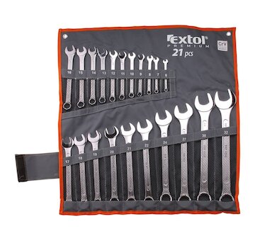 EXTOL PREMIUM 6335 klíče očkoploché, sada 21ks, 6-32mm, CrV