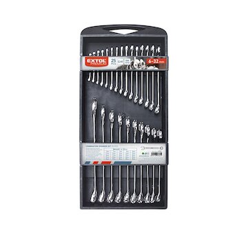 EXTOL PREMIUM 6350 klíče očkoploché, sada 25ks, 6-32mm, CrV