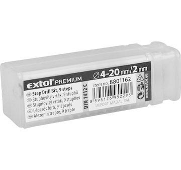 EXTOL PREMIUM 8801162 vrták stupňovitý, O 4-20mm, HSS-M2