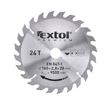 EXTOL PREMIUM 8803213 kotouč pilový s SK plátky, O 160x2,6x20mm, 24T