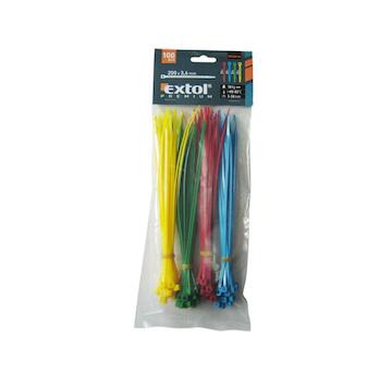 EXTOL PREMIUM 8856196 pásky stahovací barevné, 200x3,6mm, 100ks, (4x25ks), 4 barvy, nylon PA66