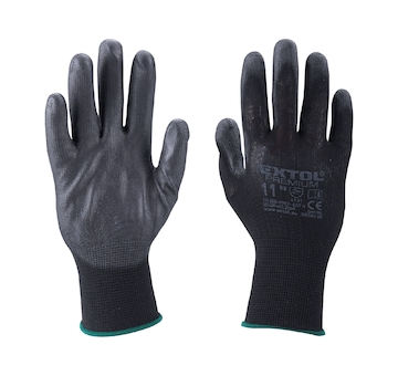 EXTOL PREMIUM 8856635 rukavice z polyesteru polomáčené v PU, černé, velikost 8