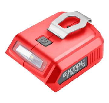 EXTOL PREMIUM 8891896 nabíječka aku pro USB zařízení, se světlem, SHARE20V, bez baterie, 5V/2A