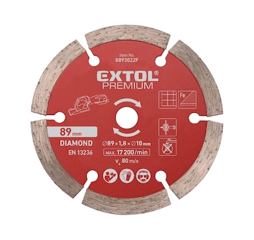 EXTOL PREMIUM 8893022F kotouč diamantový, řezný, segmentový, 89×1,0×10mm
