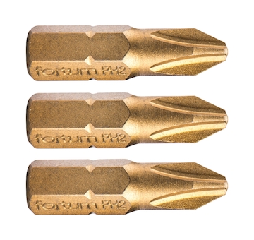 FORTUM 4741272 hrot křížový phillips, sada 3ks, PH 2x25mm,titan. úprava, S2