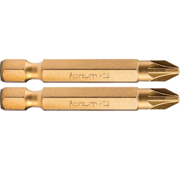 FORTUM 4741382 hrot křížový pozidriv, sada 2ks, PZ 2x50mm,titan. úprava, S2
