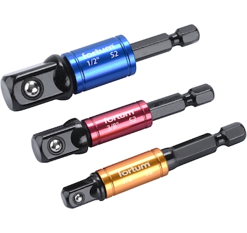FORTUM 4742203 adaptéry do vrtačky s otoč.úchytem 3ks, 1/4