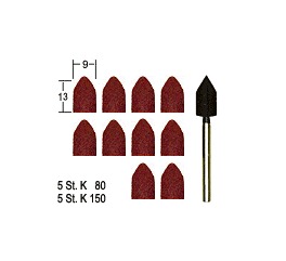 Proxxon Brusné hlavice kuželové 5 ks zrnitost 80 a 5 ks K150 + trn 28987