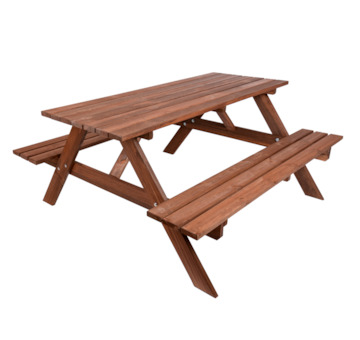 Rojaplast PIKNIK zahradní set dřevěný SE SKLOPNÝMI LAVIČKAMI - 180 cm - mořený 245/23