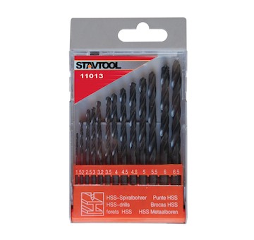 Stavtool P11013A  Sada vrtáků do kovu černé HSS-R | 1,5-6,5 mm 13 dílů, PVC obal