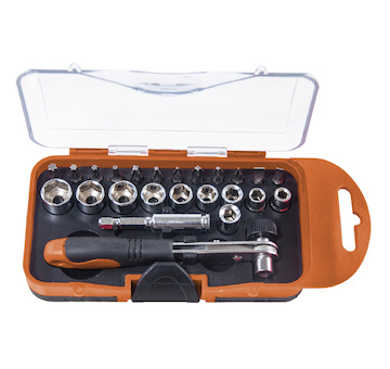 Stavtool ST38023  Sada bitů a hlavic s ráčnou 1/4” 23 dílů
