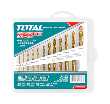 TOTAL TACSD0125 Vrtáky do kovu, sada 12ks, HSS