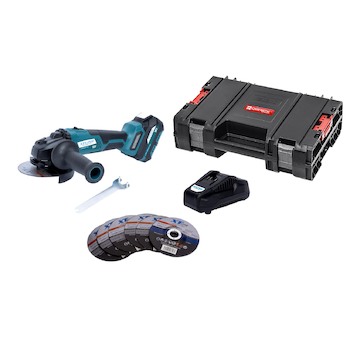 XTLINE XT102835-1B5B Aku úhlová bruska bezuhlíková 18 V, 125 mm + baterie  5.0 Ah + nabíječka + box