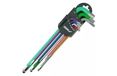 Dedra 06F215 Imbusové klíče s kuličkou extra dlouhé barevné,1,5–10mm,sada9ks, S2