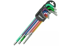Dedra 06F225 Klíče Torx extra dlouhé barevné T10-T50, sada 9 ks, S2