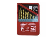 Dedra WITS19 Sada 19 vrtáků do kovu HSS+kobalt+TiN, 135°