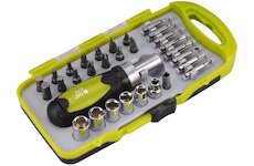 EXTOL CRAFT 53091 šroubovák ráčnový s ořechy a hroty, sada 30ks
