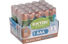 EXTOL ENERGY 42012 baterie alkalické, 20ks, 1,5V AAA (LR03)