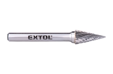 EXTOL INDUSTRIAL 8703794 fréza karbidová, konická-jehlan, pr.10x20mm/stopka 6mm,sek střední (double-cut)