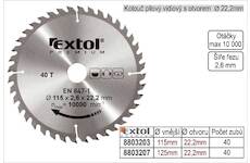 EXTOL PREMIUM 8803203 kotouč pilový s SK plátky, O 115x2,2x22,2mm, 40T